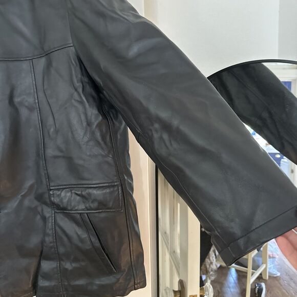 LA LEATHER California Leather Black Lined Coat Men's XL Button Vintage Jacket - Picture 11 of 16